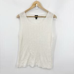 Eileen Fisher Linen Top Womens Large Minimalist Capsule Luxury Lagenlook Coastal